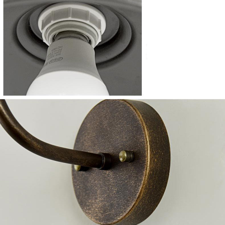 Contemporary Industrial Round Pot Lid Shape Curved Rod Iron Shade 1-Light Wall Sconce Lamp For Outdoor Patio | Kalsten