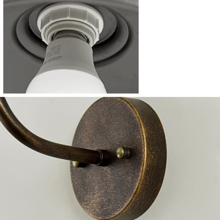 Contemporary Industrial Round Pot Lid Shape Curved Rod Iron Shade 1-Light Wall Sconce Lamp For Outdoor Patio | Kalsten