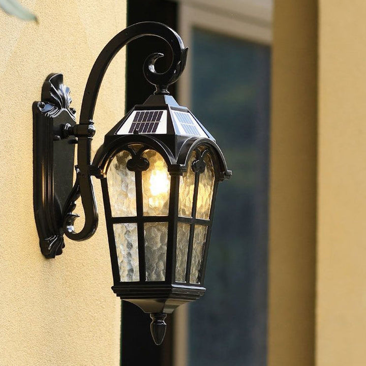 Traditional European Quadrilateral Lace Aluminum Printed Glass 1-Light Outdoor Wall Sconce Lamp For Garden | Kalsten