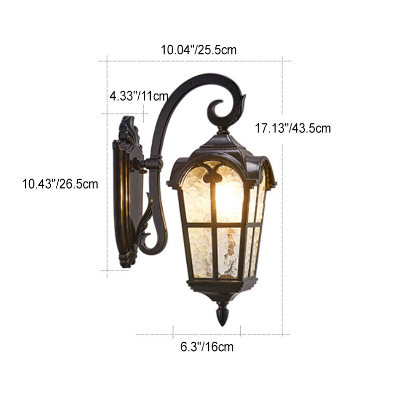 Traditional European Quadrilateral Lace Aluminum Printed Glass 1-Light Outdoor Wall Sconce Lamp For Garden | Kalsten