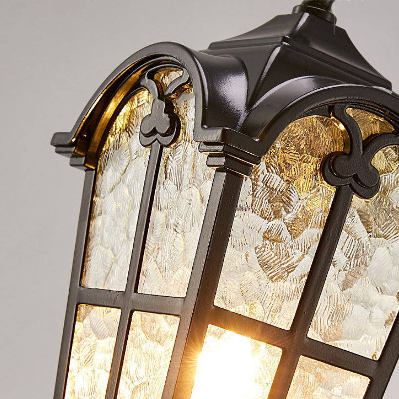 Traditional European Quadrilateral Lace Aluminum Printed Glass 1-Light Outdoor Wall Sconce Lamp For Garden | Kalsten