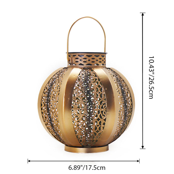 Modern Art Deco Solar Waterproof Hexagonal Round Lantern Iron LED Outdoor Light For Garden | Kalsten