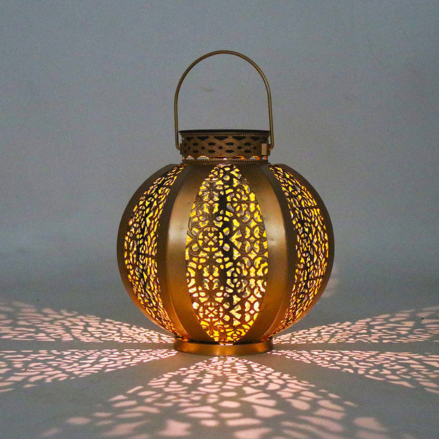 Modern Art Deco Solar Waterproof Hexagonal Round Lantern Iron LED Outdoor Light For Garden | Kalsten