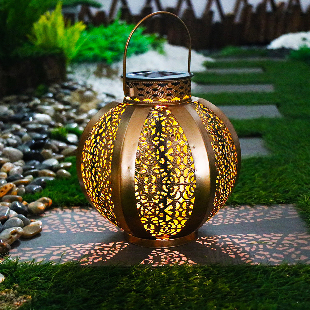 Modern Art Deco Solar Waterproof Hexagonal Round Lantern Iron LED Outdoor Light For Garden | Kalsten