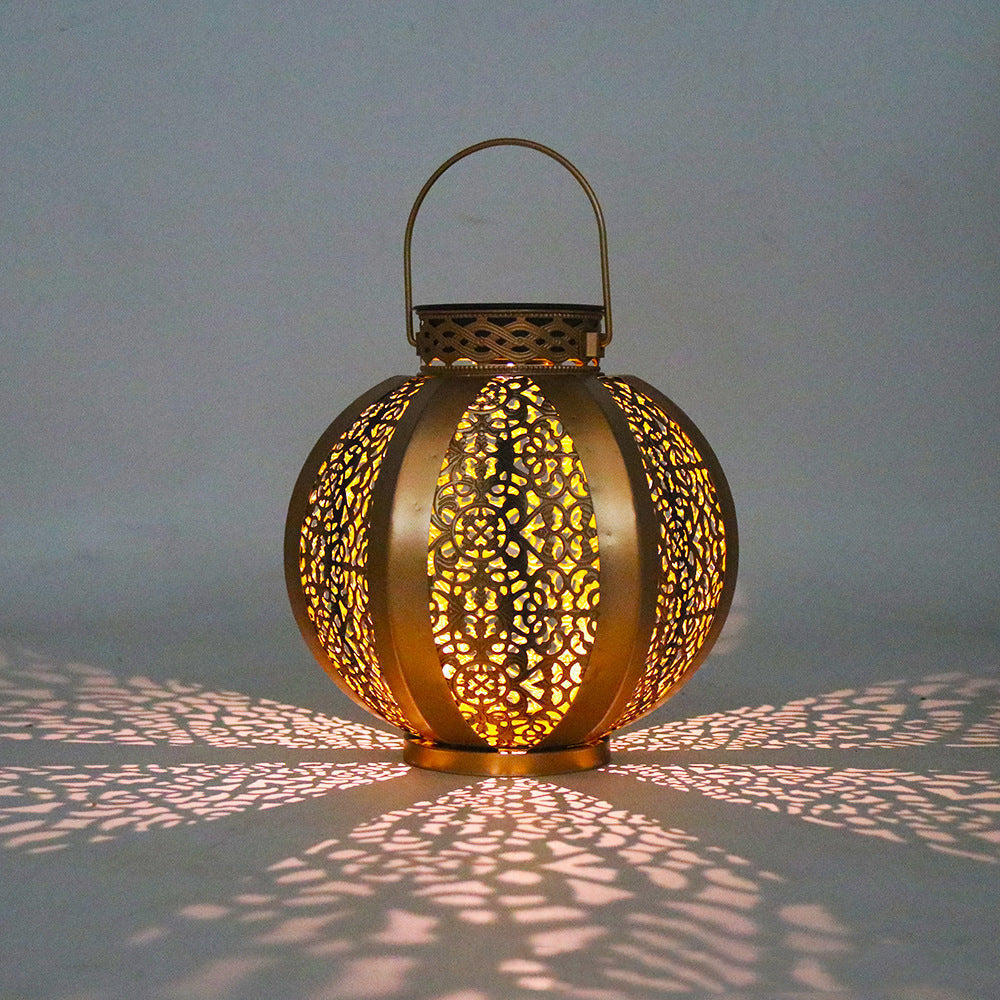 Modern Art Deco Solar Waterproof Hexagonal Round Lantern Iron LED Outdoor Light For Garden | Kalsten
