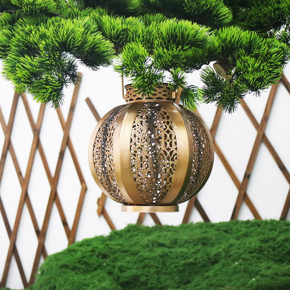 Modern Art Deco Solar Waterproof Hexagonal Round Lantern Iron LED Outdoor Light For Garden | Kalsten