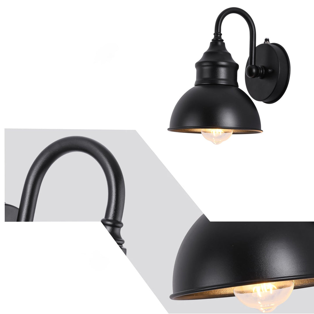 Modern Minimalist Outdoor Waterproof Round Curved Pole Iron Shade 1-Light Wall Sconce Lamp For Garden | Kalsten