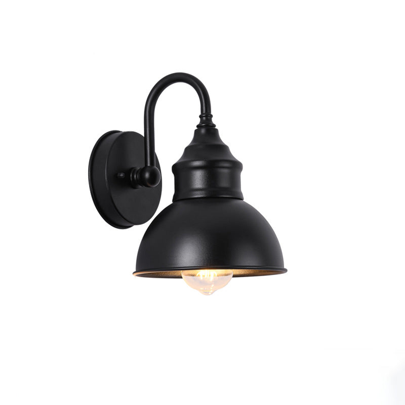 Modern Minimalist Outdoor Waterproof Round Curved Pole Iron Shade 1-Light Wall Sconce Lamp For Garden | Kalsten