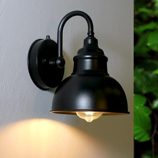 Modern Minimalist Outdoor Waterproof Round Curved Pole Iron Shade 1-Light Wall Sconce Lamp For Garden | Kalsten