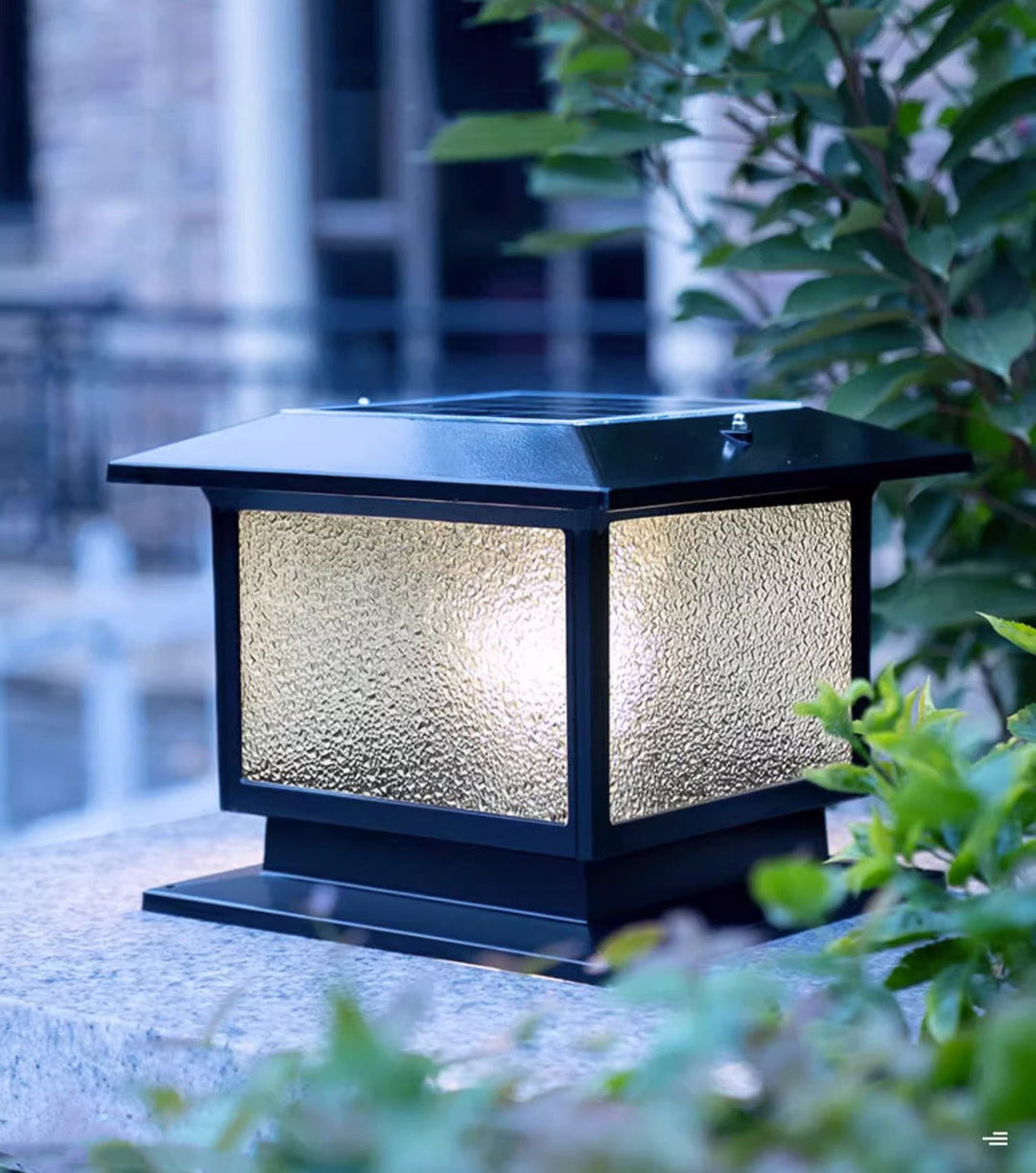 Modern Minimalist Solar Waterproof Rectangular Diamond Stripe Glass Shade Aluminum Frame LED Post Head Light For Garden | Kalsten