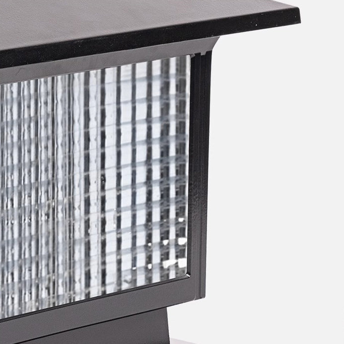 Modern Minimalist Solar Waterproof Rectangular Diamond Stripe Glass Shade Aluminum Frame LED Post Head Light For Garden | Kalsten