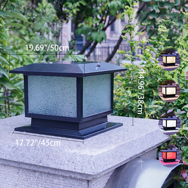 Modern Minimalist Solar Waterproof Rectangular Diamond Stripe Glass Shade Aluminum Frame LED Post Head Light For Garden | Kalsten
