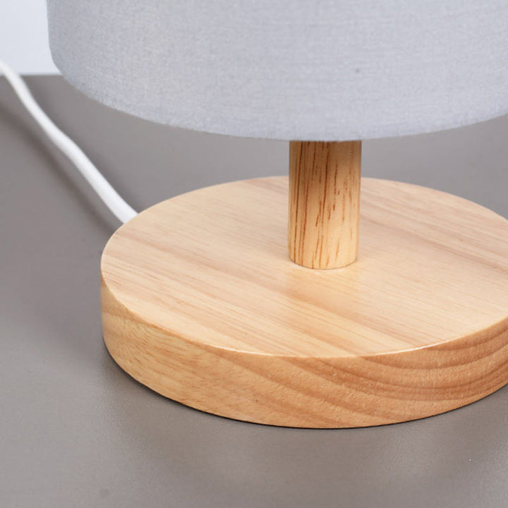 Traditional Japanese Cylinder Wood Fabric 1-Light Table Lamp for the Living Room | Kalsten