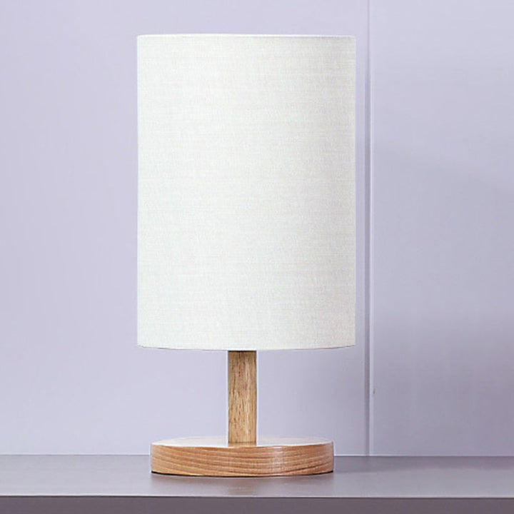 Traditional Japanese Cylinder Wood Fabric 1-Light Table Lamp for the Living Room | Kalsten