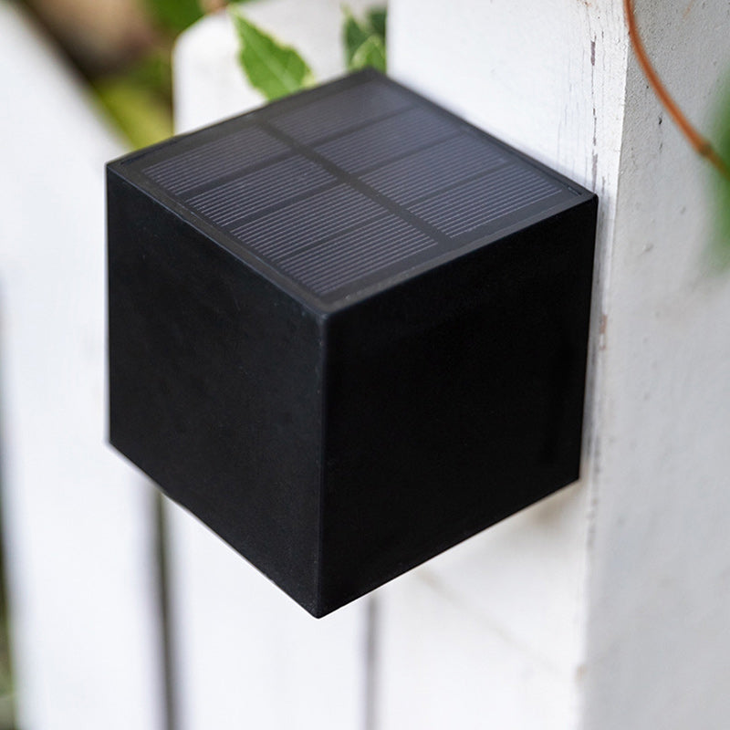 Modern Minimalist Cube Plastic Solar LED Wall Sconce Lamp For Garden | Kalsten