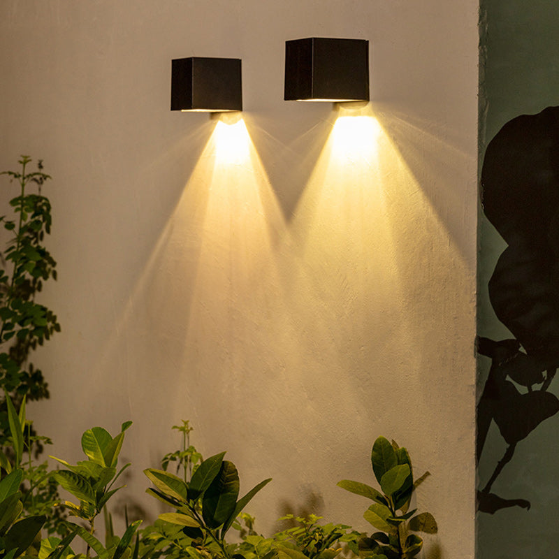 Modern Minimalist Cube Plastic Solar LED Wall Sconce Lamp For Garden | Kalsten