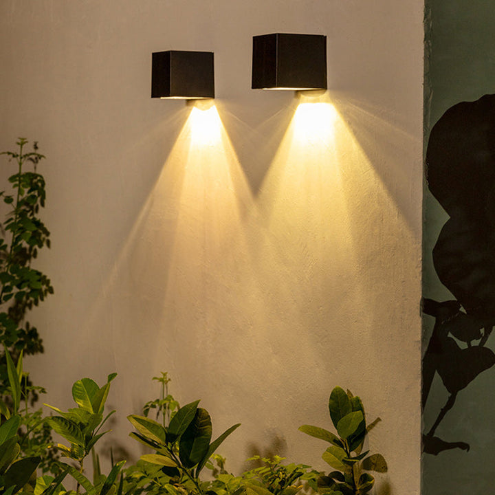 Modern Minimalist Cube Plastic Solar LED Wall Sconce Lamp For Garden | Kalsten
