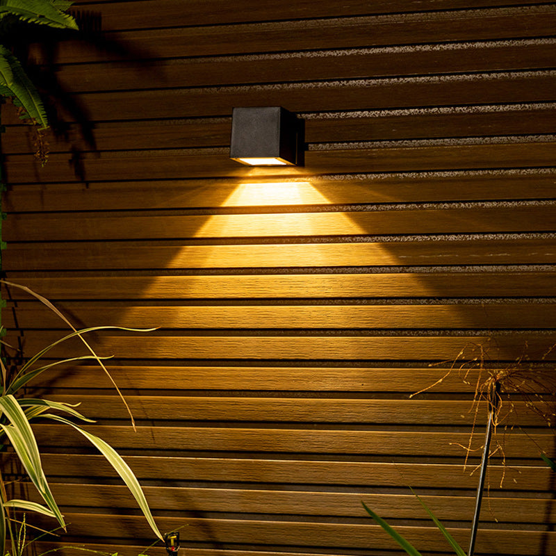 Modern Minimalist Cube Plastic Solar LED Wall Sconce Lamp For Garden | Kalsten