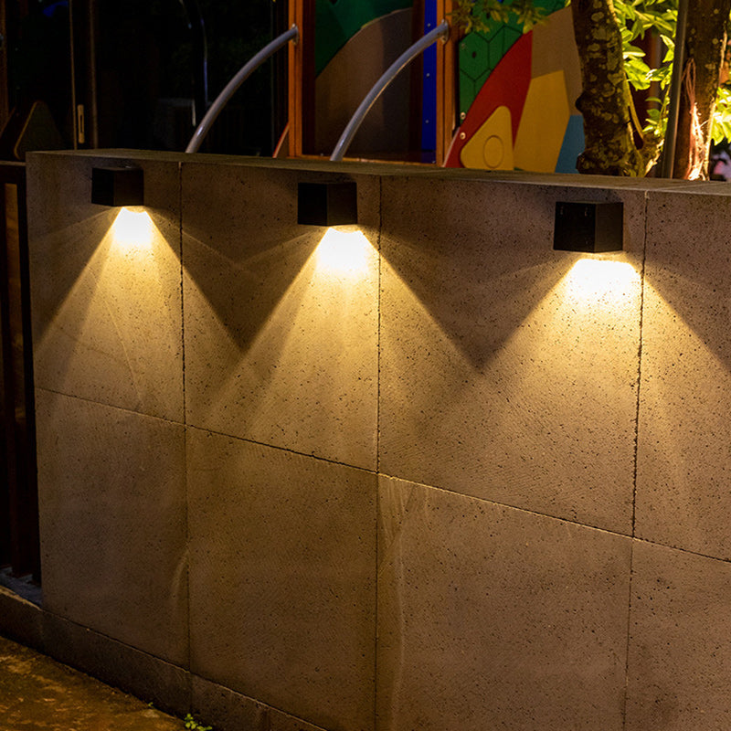 Modern Minimalist Cube Plastic Solar LED Wall Sconce Lamp For Garden | Kalsten