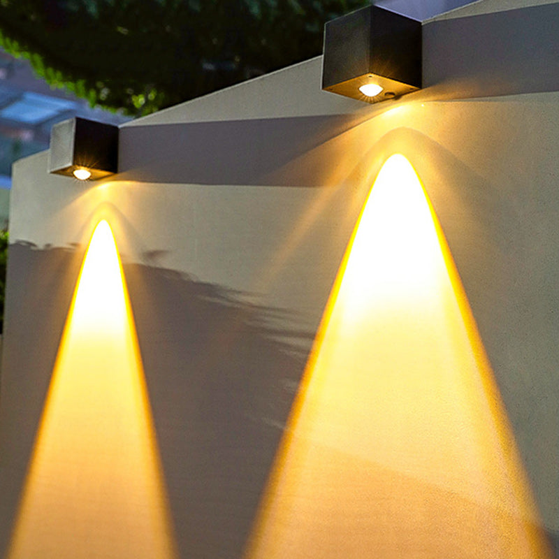 Modern Minimalist Cube Plastic Solar LED Wall Sconce Lamp For Garden | Kalsten