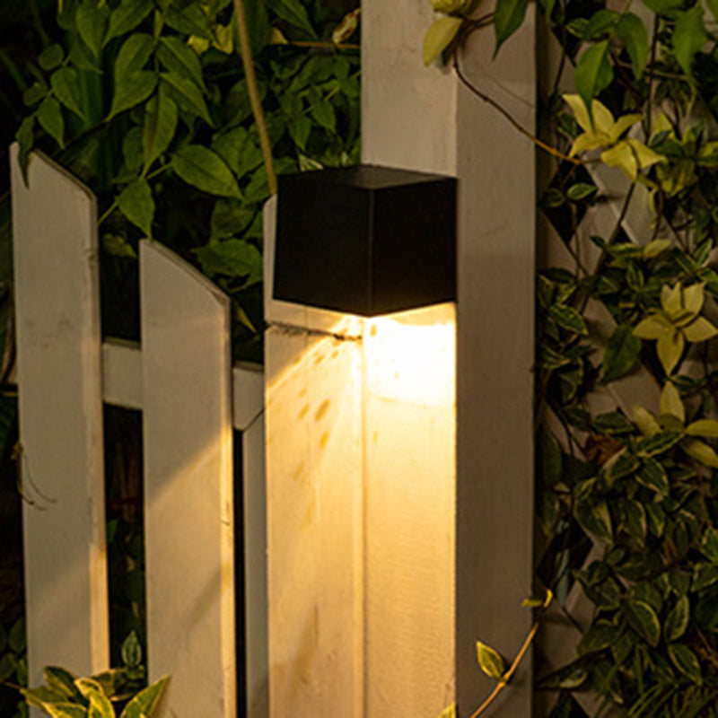 Modern Minimalist Cube Plastic Solar LED Wall Sconce Lamp For Garden | Kalsten