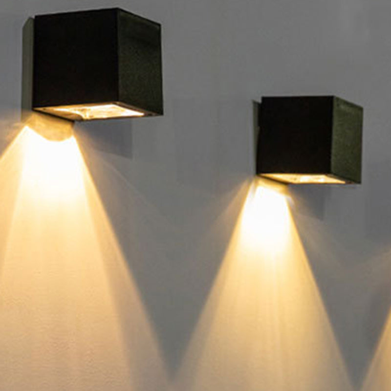 Modern Minimalist Cube Plastic Solar LED Wall Sconce Lamp For Garden | Kalsten