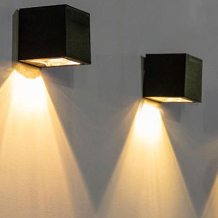 Modern Minimalist Cube Plastic Solar LED Wall Sconce Lamp For Garden | Kalsten