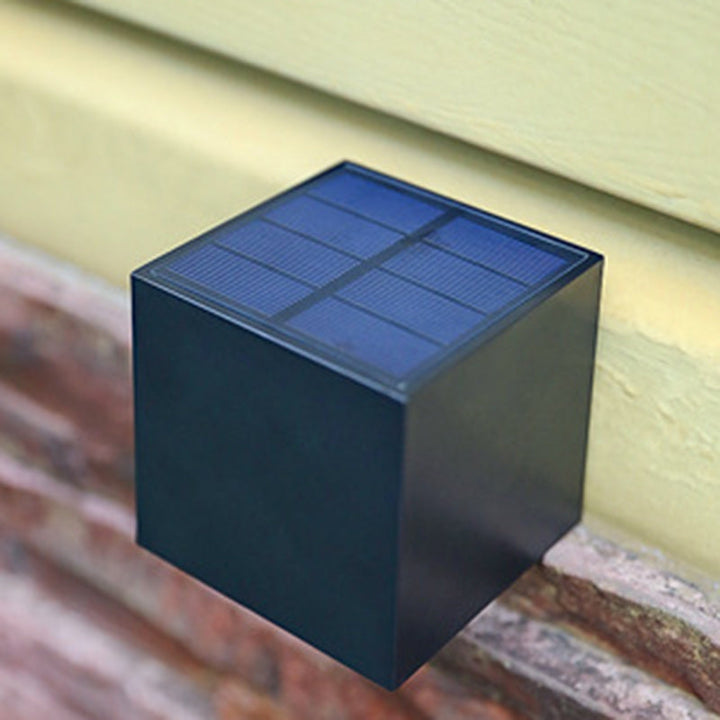 Modern Minimalist Cube Plastic Solar LED Wall Sconce Lamp For Garden | Kalsten