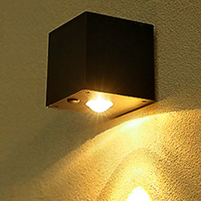 Modern Minimalist Cube Plastic Solar LED Wall Sconce Lamp For Garden | Kalsten