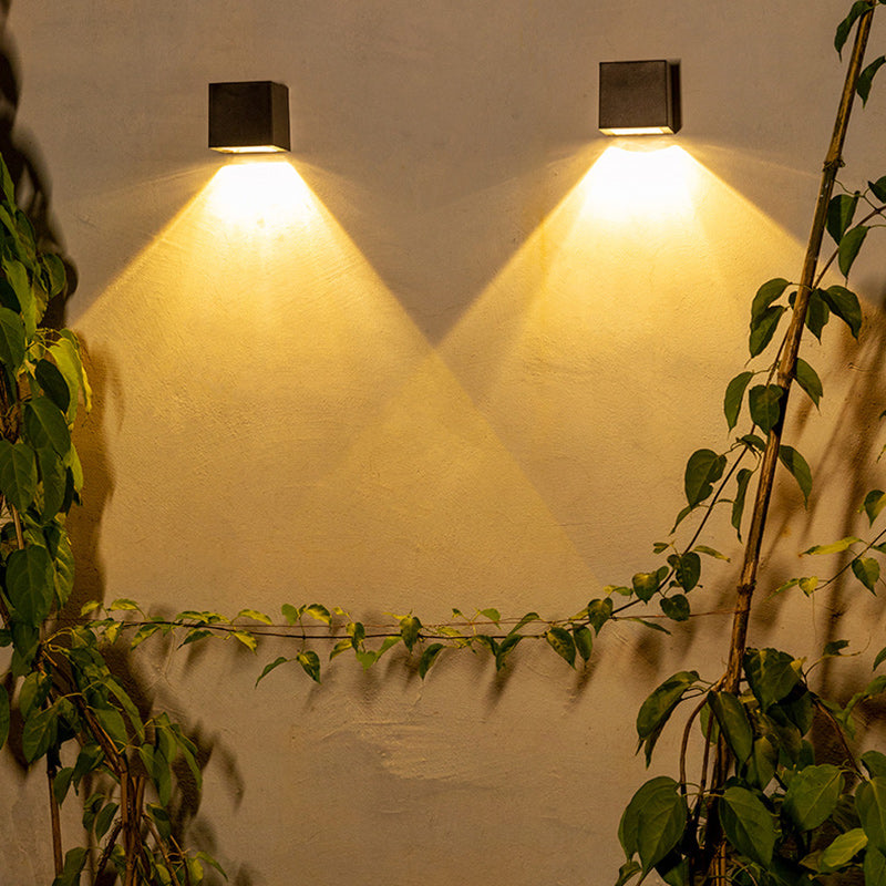 Modern Minimalist Cube Plastic Solar LED Wall Sconce Lamp For Garden | Kalsten