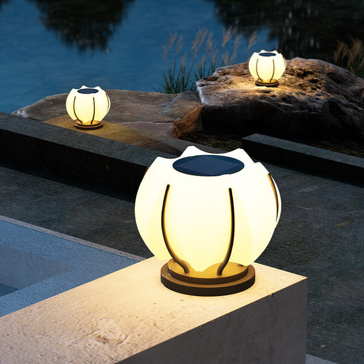 Contemporary Creative Flower Iron Plastic LED Post Head Light For Garden | Kalsten