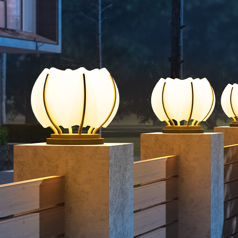 Contemporary Creative Flower Iron Plastic LED Post Head Light For Garden | Kalsten