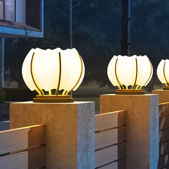 Contemporary Creative Flower Iron Plastic LED Post Head Light For Garden | Kalsten