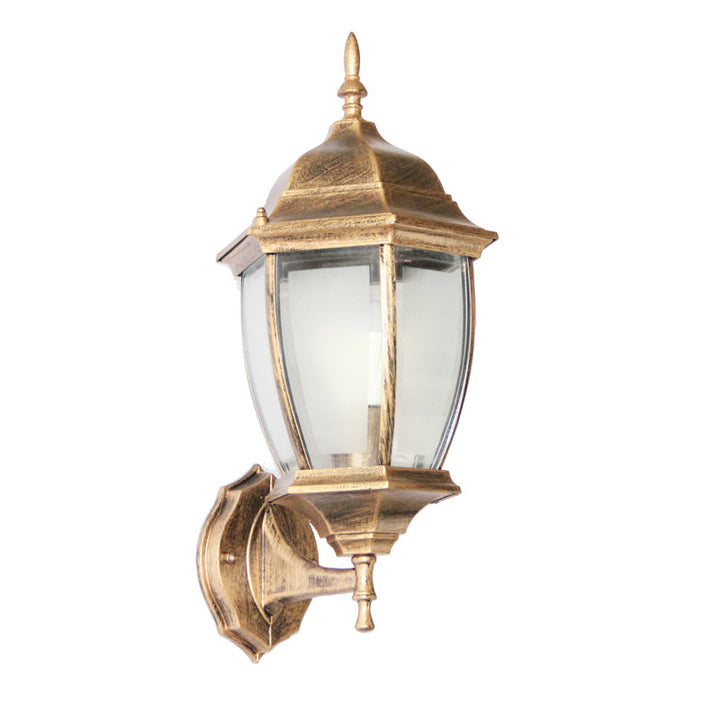 Contemporary Retro Waterproof Hexagonal Cage Aluminum Frosted Clear Glass 1-Light Wall Sconce Lamp For Outdoor Patio | Kalsten