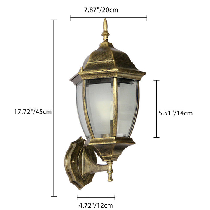 Contemporary Retro Waterproof Hexagonal Cage Aluminum Frosted Clear Glass 1-Light Wall Sconce Lamp For Outdoor Patio | Kalsten