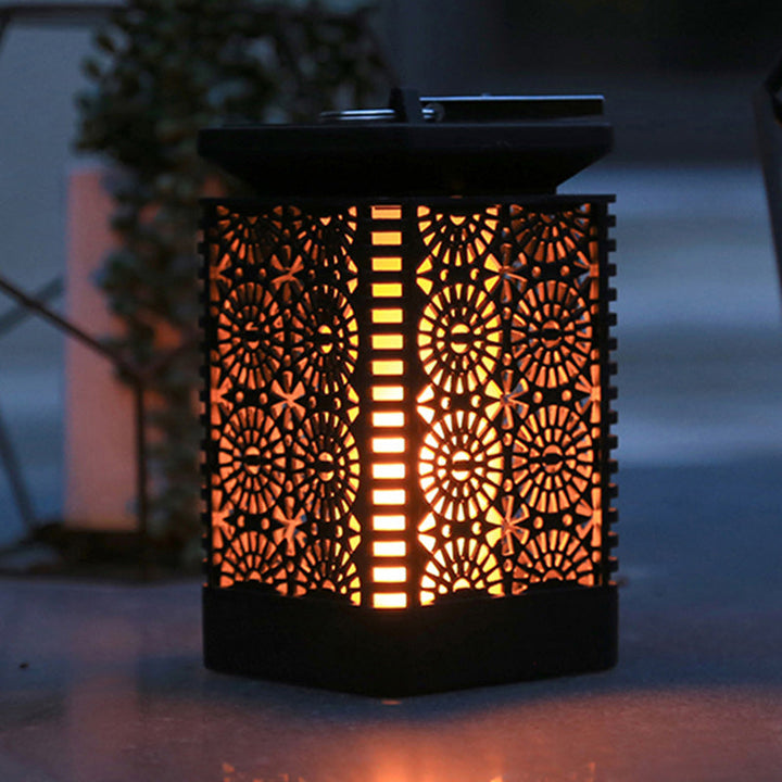 Contemporary Retro Solar Waterproof Rectangular Lantern Flame ABS LED Landscape Lighting Outdoor Light For Outdoor | Kalsten