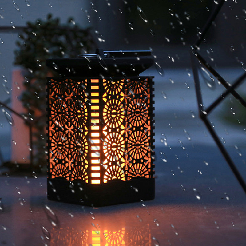 Contemporary Retro Solar Waterproof Rectangular Lantern Flame ABS LED Landscape Lighting Outdoor Light For Outdoor | Kalsten