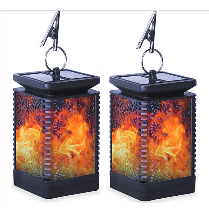 Contemporary Retro Solar Waterproof Rectangular Lantern Flame ABS LED Landscape Lighting Outdoor Light For Outdoor | Kalsten