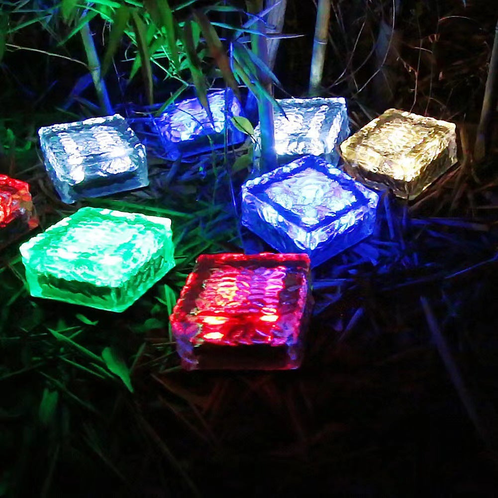 Modern Minimalist Solar Waterproof ABS Clear Glass Ice Cube Brick LED Outdoor Landscape Light For Garden | Kalsten