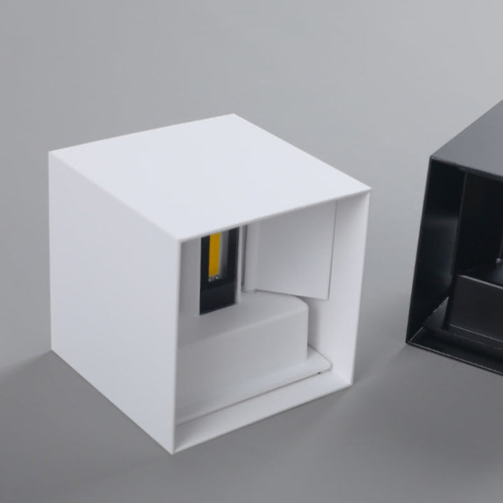 Modern Minimalist Waterproof Cube Up Down Aluminum Glass Induction LED Wall Light Lamps For Bedroom | Kalsten