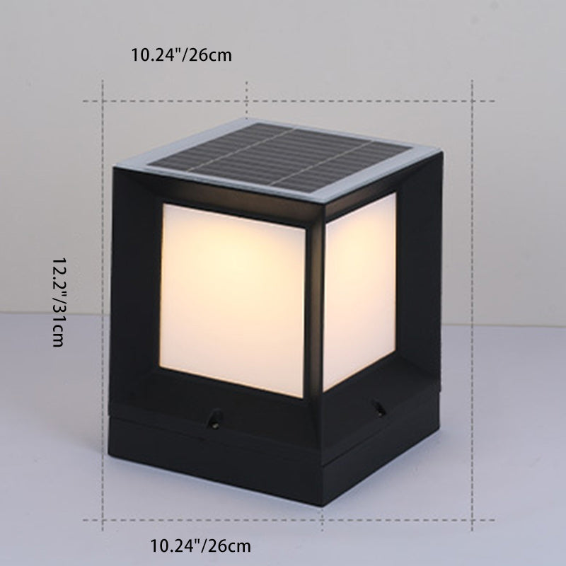 Modern Minimalist Solar Waterproof Square-Shaped Aluminum Acrylic LED Outdoor Post Light For Garden | Kalsten
