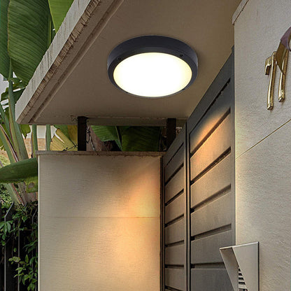 Modern Minimalist Waterproof Round Aluminum Acrylic LED Outdoor Ceiling Light For Garden | Karnz