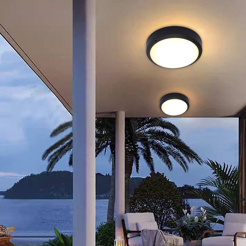 Modern Minimalist Waterproof Round Aluminum Acrylic LED Outdoor Ceiling Light For Garden | Karnz