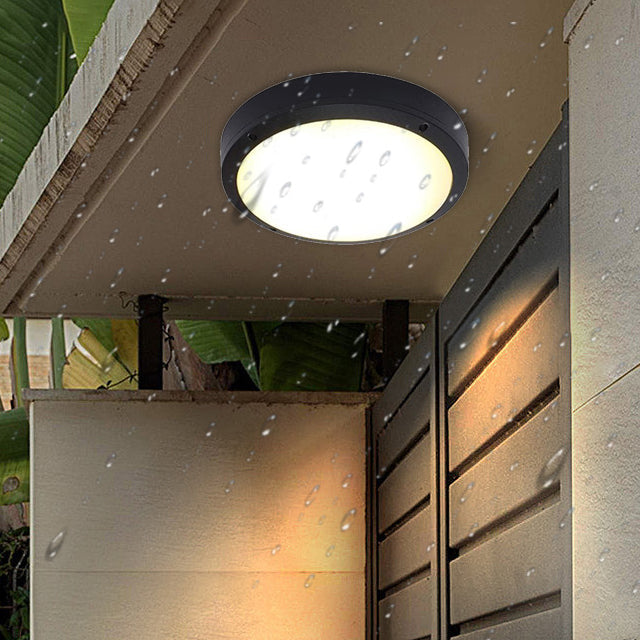 Modern Minimalist Waterproof Round Aluminum Acrylic LED Outdoor Ceiling Light For Garden | Karnz