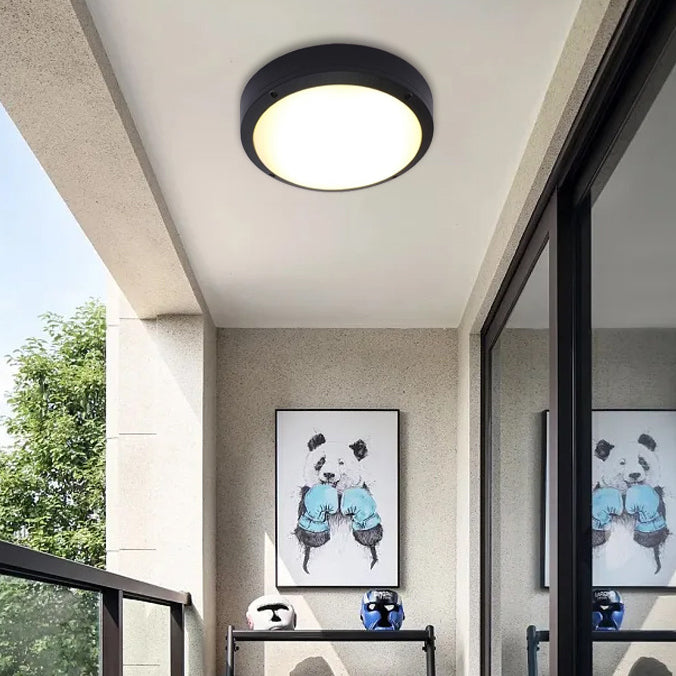 Modern Minimalist Waterproof Round Aluminum Acrylic LED Outdoor Flush Mount Ceiling Light For Garden | Kalsten