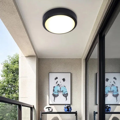 Modern Minimalist Waterproof Round Aluminum Acrylic LED Outdoor Ceiling Light For Garden | Karnz