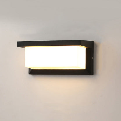 Rectangular, waterproof aluminum LED wall light for the patio