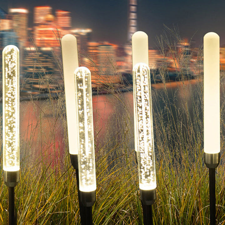 Contemporary Scandinavian Waterproof Cylinder Oval Reed Bubbles Stainless Steel Acrylic LED Outdoor Lawn Landscape Lamp For Outdoor Patio | Kalsten