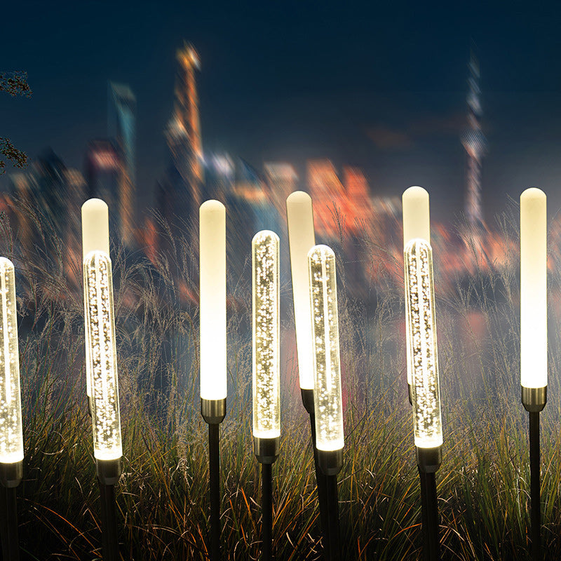 Contemporary Scandinavian Waterproof Cylinder Oval Reed Bubbles Stainless Steel Acrylic LED Outdoor Lawn Landscape Lamp For Outdoor Patio | Kalsten