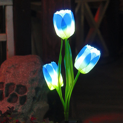 Contemporary Creative Solar Waterproof Faux Tulip Stainless Steel ABS Fabric LED Ground Plug Lawn Landscape Lamp For Outdoor Patio | Kalsten